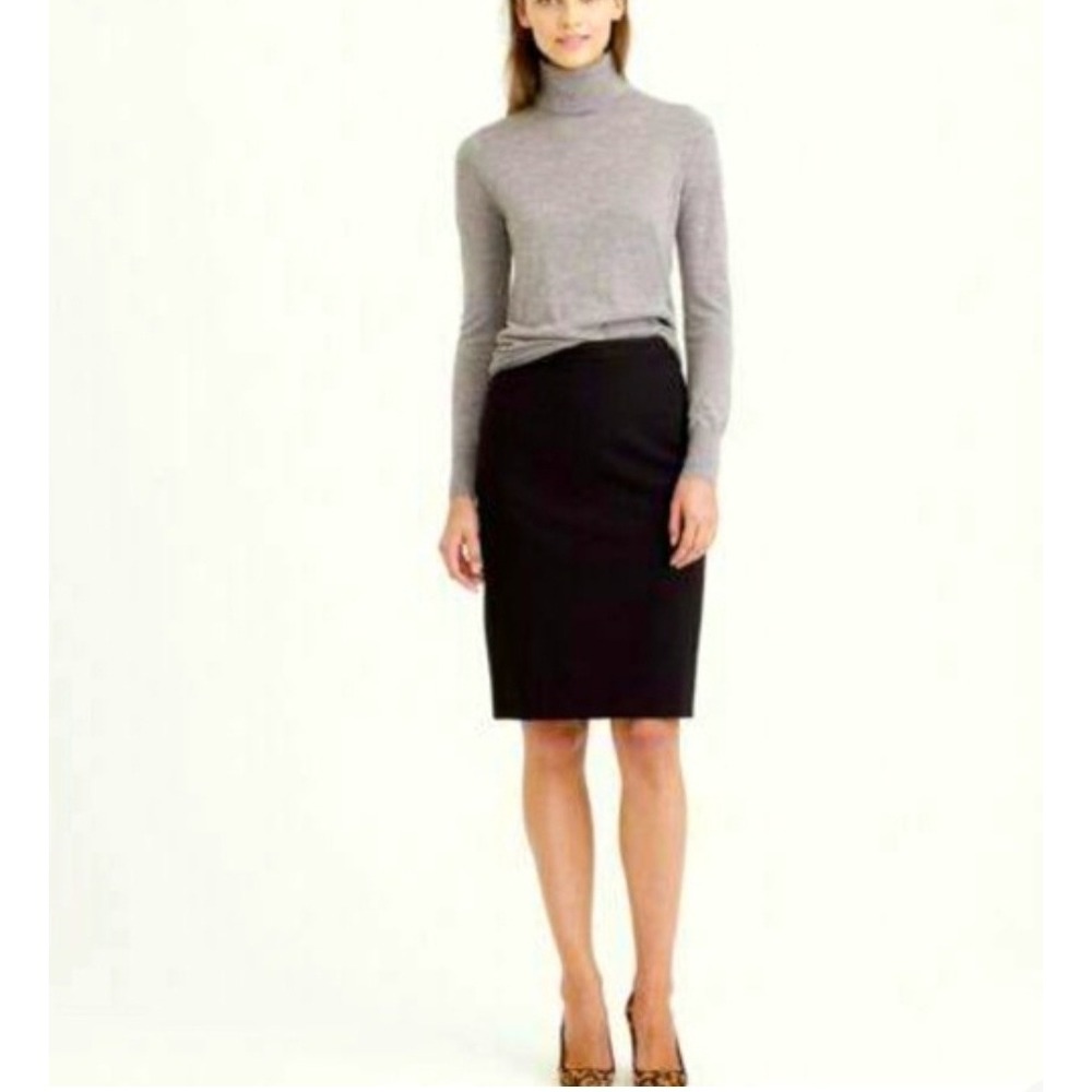 J.Crew Factory Womens 8 NWT Black Cotton The Pencil Skirt Corp Academia Prepp